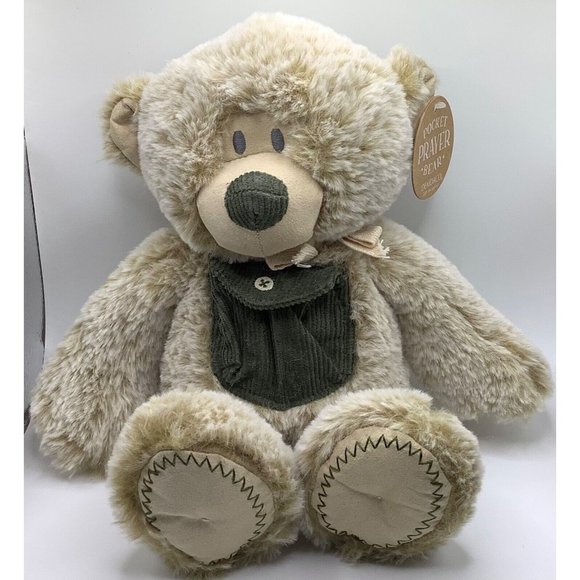 Demdaco Green Nose & Pocket Prayer Bear Plush Stuffed Animal New with Tags 11” - Picture 1 of 13